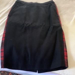 Wool pencil skirt with checker sides
